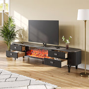 Modern Black Electric Fireplace TV Stand for 65 to 85-inch TVs